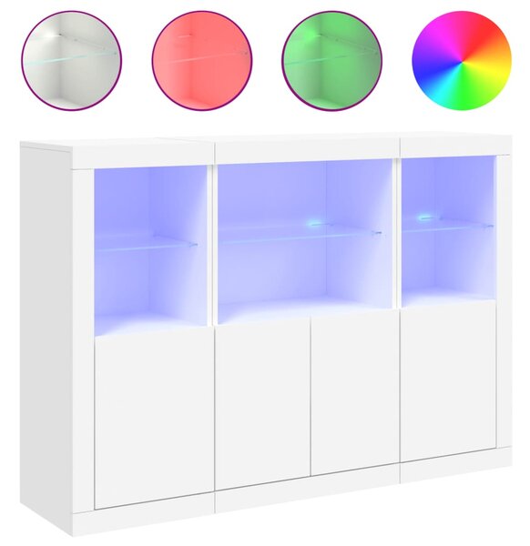 Příborníky s LED osvětlením 3 ks bílé kompozitní dřevo 3209107