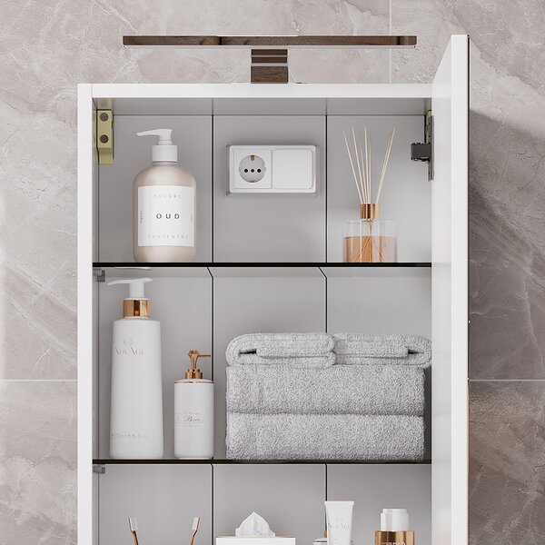 Koupelnová skříňka se zrcadlem Vicco Lavio Bílá 40 x 60 cm s osvětlením LED, Model 55334