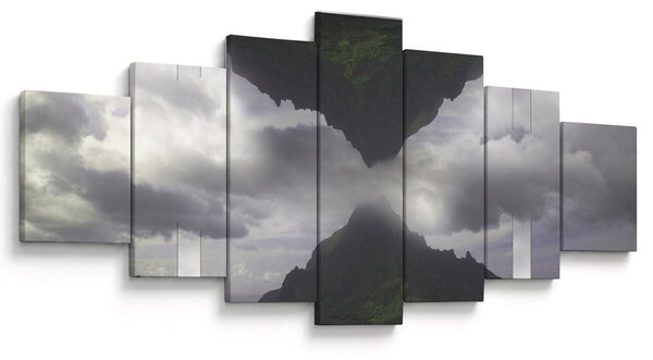 Obraz - Hory na Islandu, geometrická koláž (210x100 cm)
