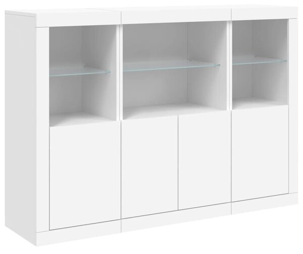 Příborníky s LED osvětlením 3 ks bílé kompozitní dřevo 3209107