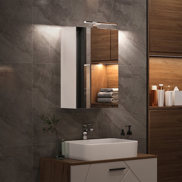 Koupelnová skříňka se zrcadlem Vicco Lavio Bílá 40 x 60 cm s osvětlením LED, Model 55334