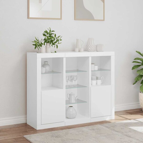 Příborníky s LED osvětlením 3 ks bílé kompozitní dřevo 3209121