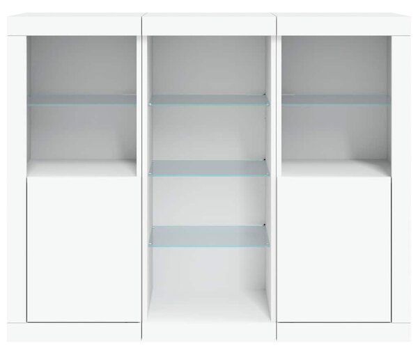 Příborníky s LED osvětlením 3 ks bílé kompozitní dřevo 3209121