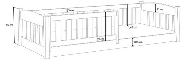 Dětská Montessori postel z masivu borovice BEN - 200x90 cm - PŘÍRODNÍ BOROVICE