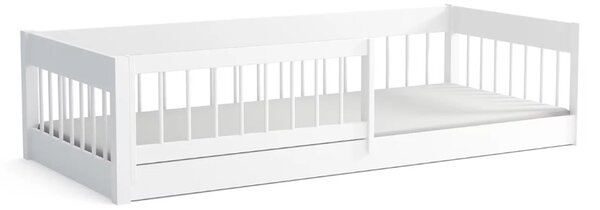 Dětská Montessori postel z masivu borovice LITTLE LUNARI - 200x90 cm - BÍLÁ