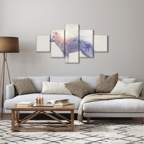 Obraz - Arktický vlk zrcadlící divokou krajinu (125x70 cm)