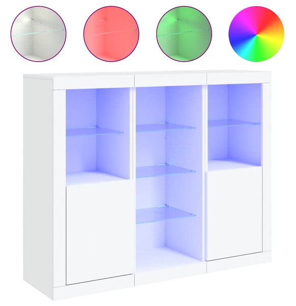 Příborníky s LED osvětlením 3 ks bílé kompozitní dřevo 3209121