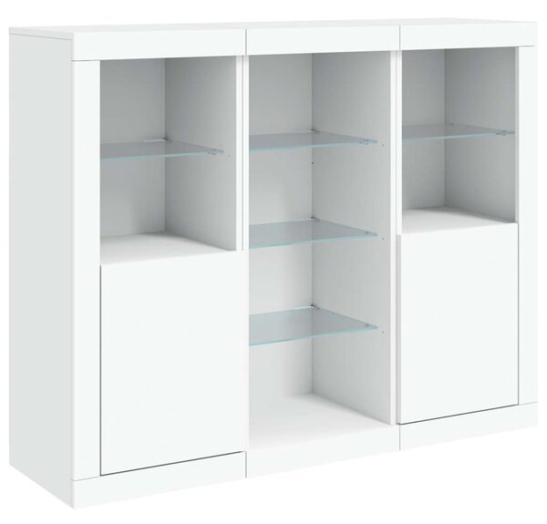 Příborníky s LED osvětlením 3 ks bílé kompozitní dřevo 3209121