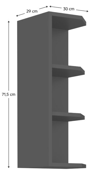 Kondela Horní rohová kuchyňská skříňka Araka/Menzo/Siber 30 G-72 ZAK - černá