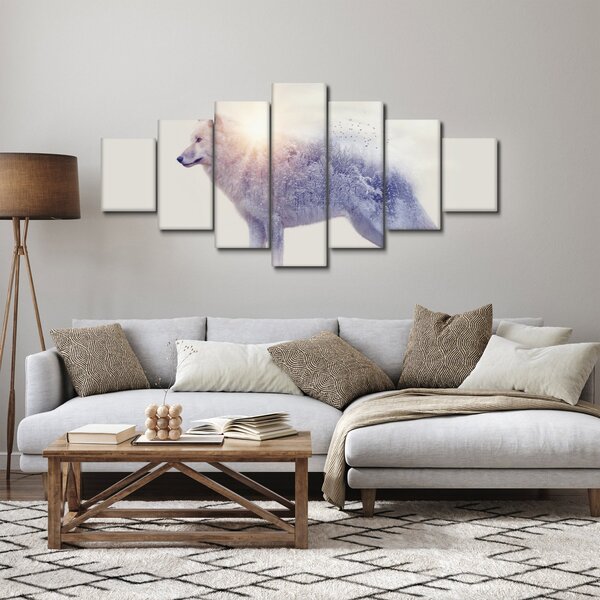 Obraz - Arktický vlk zrcadlící divokou krajinu (210x100 cm)