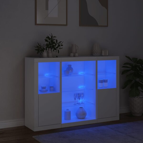 Příborníky s LED osvětlením 3 ks bílé kompozitní dřevo 3209128