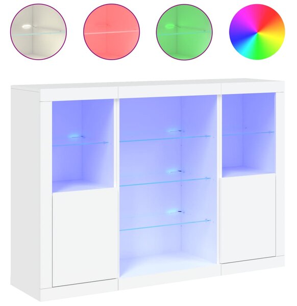 Příborníky s LED osvětlením 3 ks bílé kompozitní dřevo 3209128