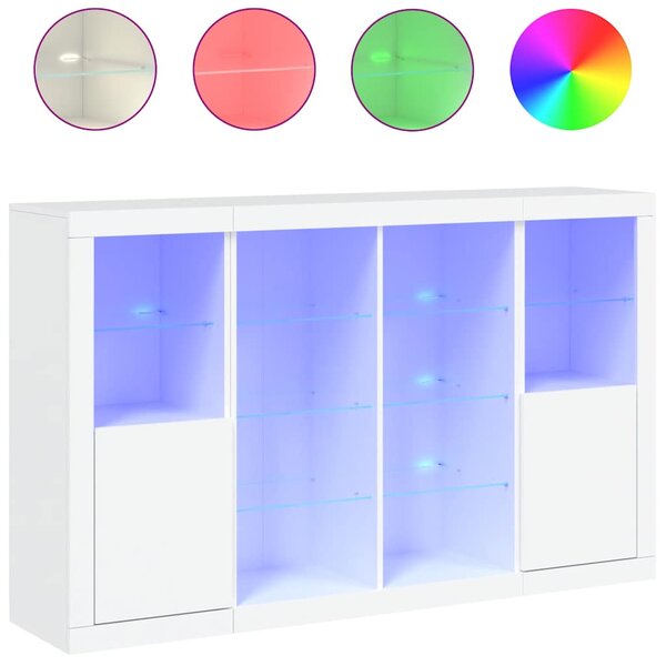 Příborníky s LED osvětlením 3 ks bílé kompozitní dřevo 3209135