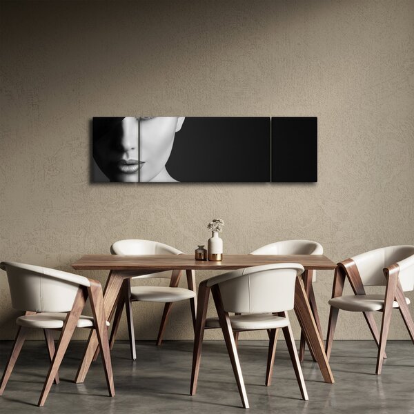 Obraz - Černobílý portrét ženy v klobouku (170x50 cm)