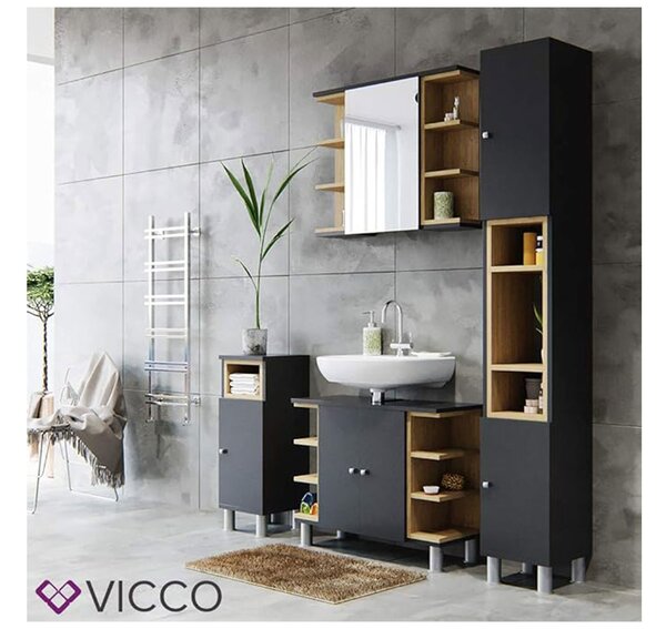 Koupelnová zrcadlová skříňka Vicco Aquis Antracit 79.6 x 64 cm, Model 36074