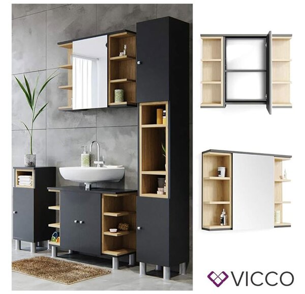 Koupelnová zrcadlová skříňka Vicco Aquis Antracit 79.6 x 64 cm, Model 36074