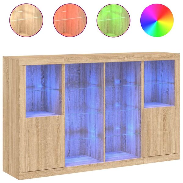 Příborníky s LED osvětlením 3 ks dub sonoma kompozitní dřevo 3209137