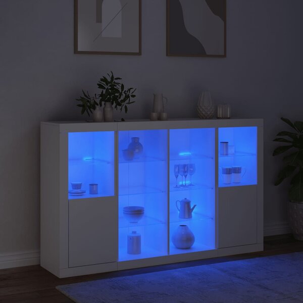 Příborníky s LED osvětlením 3 ks bílé kompozitní dřevo 3209135