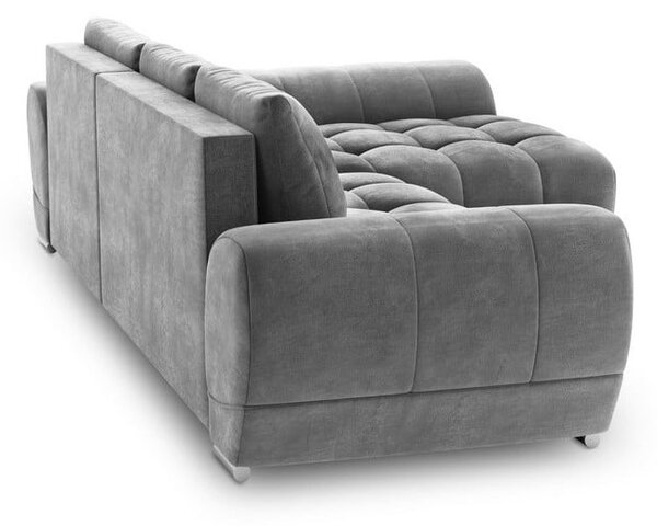 Šedá rozkládací rohová pohovka se sametovým potahem Windsor & Co Sofas Nuage, pravý roh