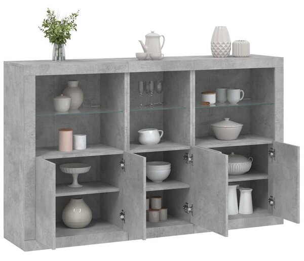 Příborník s LED osvětlením betonově šedý 162 x 37 x 100 cm 3209145