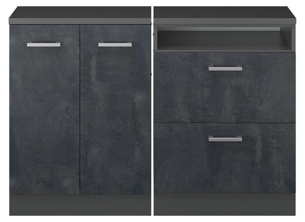 Kuchyňská skříňka pod šikmou střechu Vicco R-Line Černý beton 120 cm Sada 2 korpusů skříně hloubka 60 cm, Model 60480