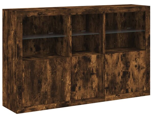 Příborník s LED osvětlením kouřový dub 162 x 37 x 100 cm 3209146