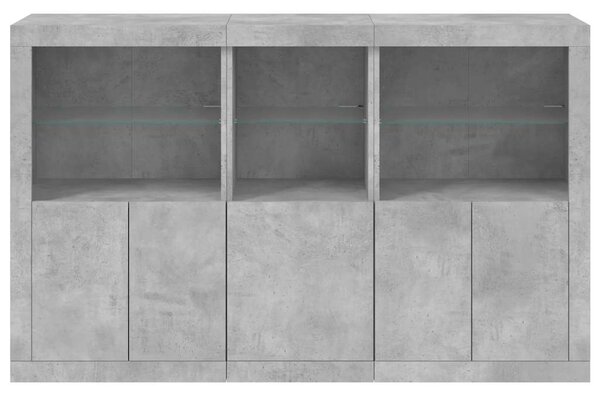 Příborník s LED osvětlením betonově šedý 162 x 37 x 100 cm 3209145