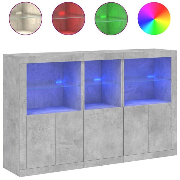 Příborník s LED osvětlením betonově šedý 162 x 37 x 100 cm 3209145