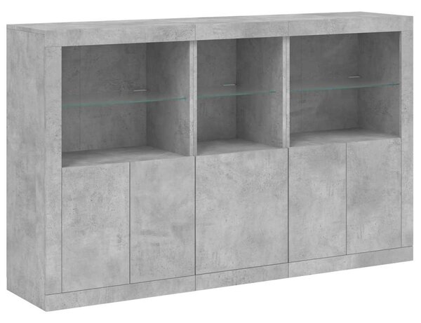 Příborník s LED osvětlením betonově šedý 162 x 37 x 100 cm 3209145