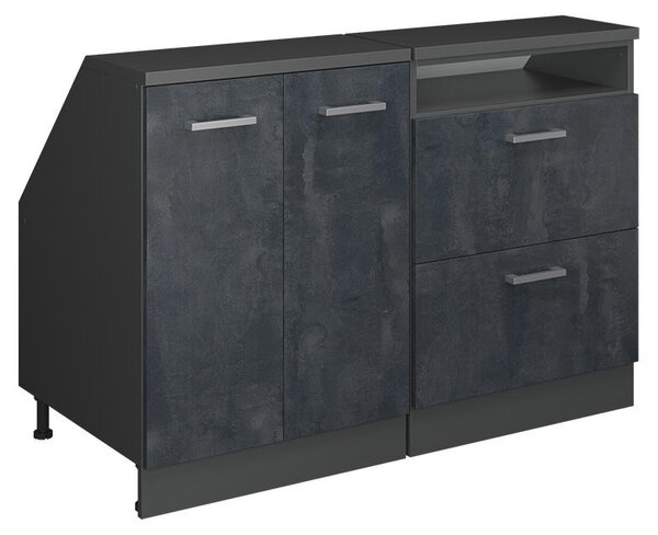 Kuchyňská skříňka pod šikmou střechu Vicco R-Line Černý beton 120 cm Sada 2 korpusů skříně hloubka 60 cm, Model 60480