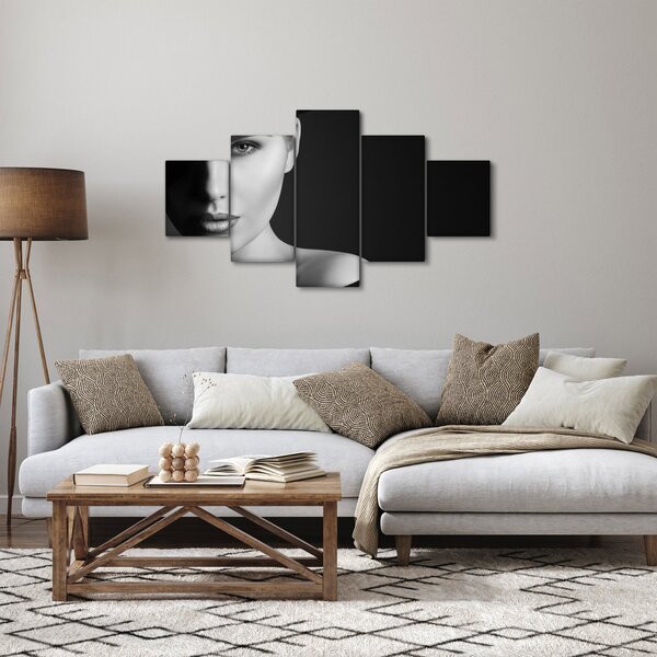 Obraz - Černobílý portrét ženy v klobouku (125x70 cm)