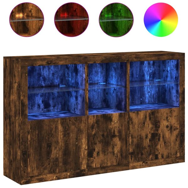 Příborník s LED osvětlením kouřový dub 162 x 37 x 100 cm 3209146