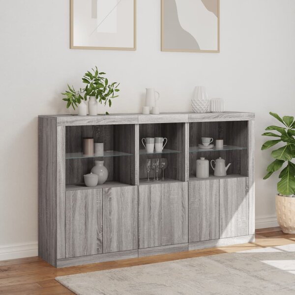 Příborník s LED osvětlením šedý sonoma 162 x 37 x 100 cm 3209147