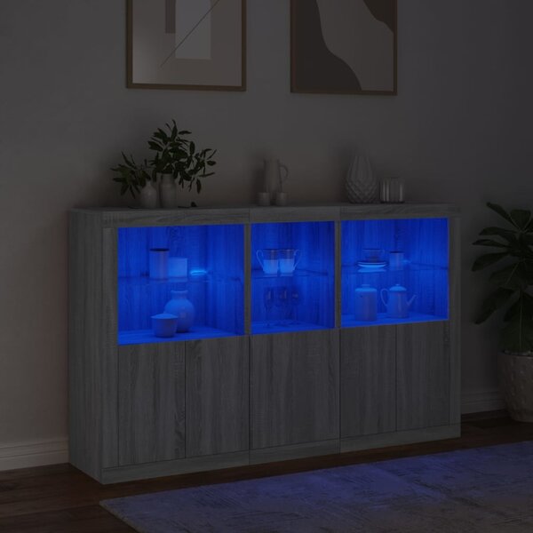 Příborník s LED osvětlením šedý sonoma 162 x 37 x 100 cm 3209147