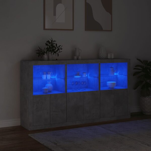 Příborník s LED osvětlením betonově šedý 181,5 x 37 x 100 cm 3209152