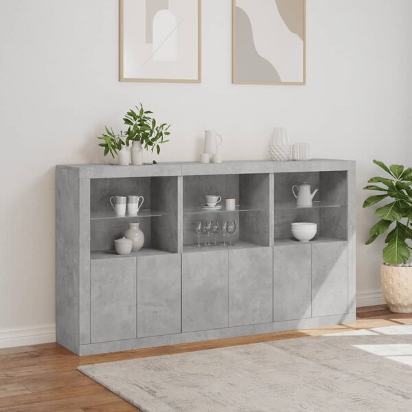 Příborník s LED osvětlením betonově šedý 181,5 x 37 x 100 cm 3209152
