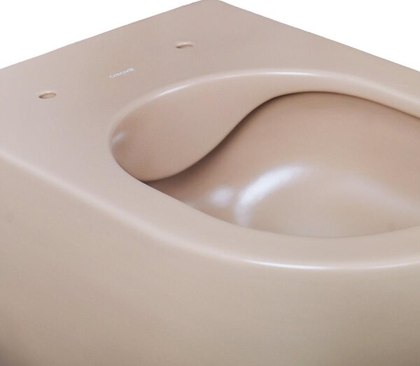 Creavit RIMOFF závěsné WC v matném odstínu Cappuccino – moderní keramické WC bez splachovacího okraje s antibakteriální úpravou a závěsným upevněním