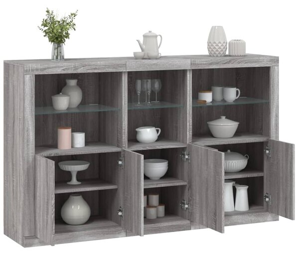 Příborník s LED osvětlením šedý sonoma 162 x 37 x 100 cm 3209147