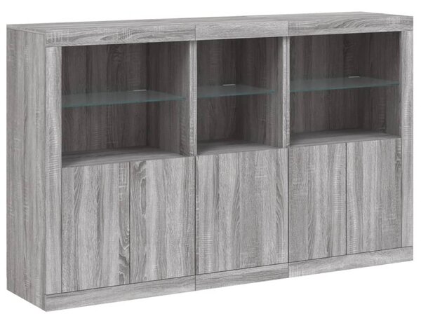 Příborník s LED osvětlením šedý sonoma 162 x 37 x 100 cm 3209147