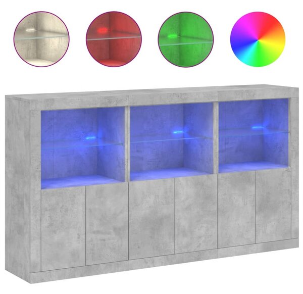 Příborník s LED osvětlením betonově šedý 181,5 x 37 x 100 cm 3209152