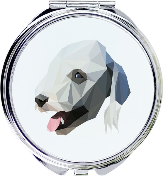 Bedlingtonský teriér, teriér z Rothbury – Zrcadlo značky Art-Dog s fotografií a geometrickým vzorem