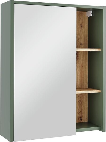 Skříňka se zrcadlem do koupelny Vicco Viola Zelená/umělecká 60 x 75 cm s otevřenými policemi, Model 54858