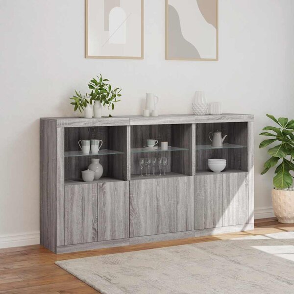 Příborník s LED osvětlením šedý sonoma 181,5 x 37 x 100 cm 3209154