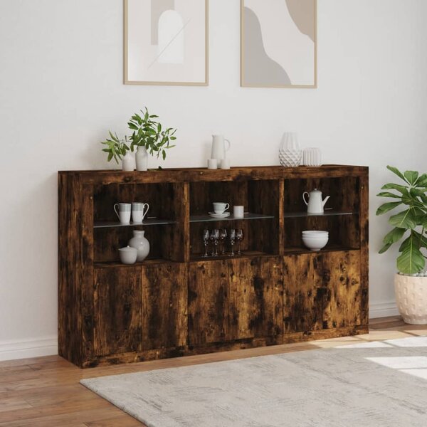 Příborník s LED osvětlením kouřový dub 181,5 x 37 x 100 cm 3209153