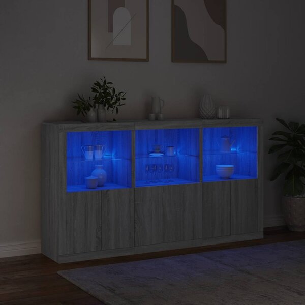 Příborník s LED osvětlením šedý sonoma 181,5 x 37 x 100 cm 3209154