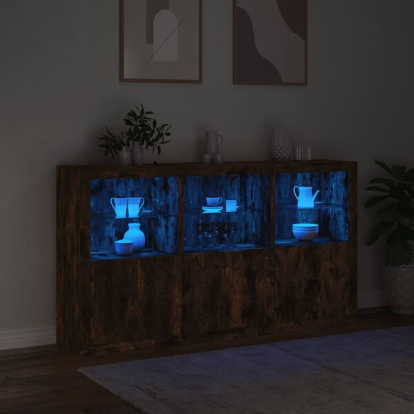 Příborník s LED osvětlením kouřový dub 181,5 x 37 x 100 cm 3209153