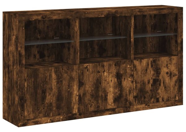 Příborník s LED osvětlením kouřový dub 181,5 x 37 x 100 cm 3209153