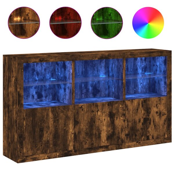 Příborník s LED osvětlením kouřový dub 181,5 x 37 x 100 cm 3209153