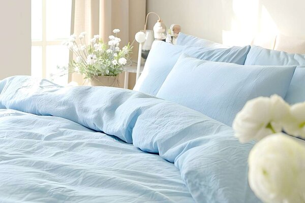 DARRÉ Mušelínové povlečení Baby blue Velikost: 140 x 200 + 70 x 90
