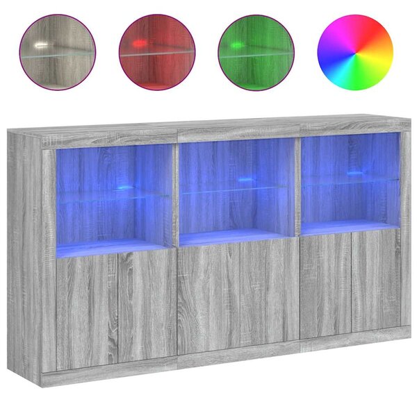 Příborník s LED osvětlením šedý sonoma 181,5 x 37 x 100 cm 3209154